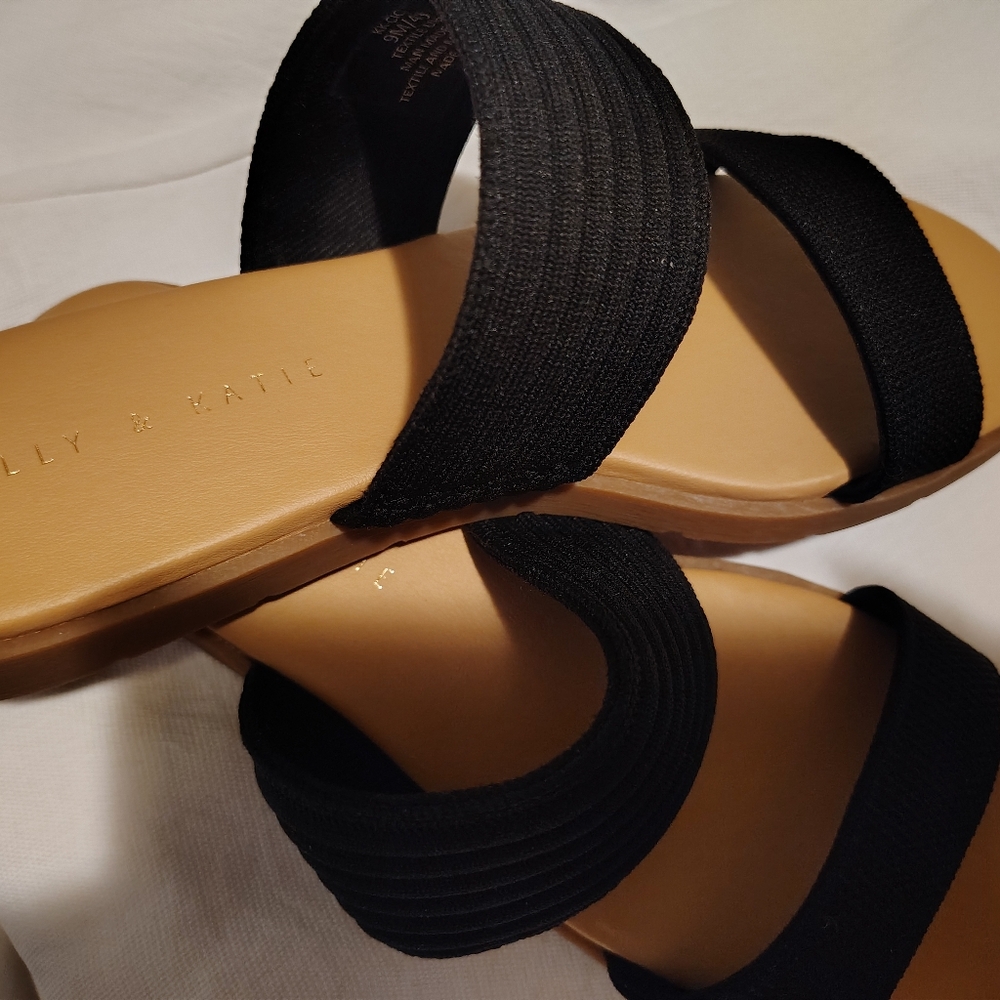 Kelly & Katie Black and Tan Minimalist Sandals